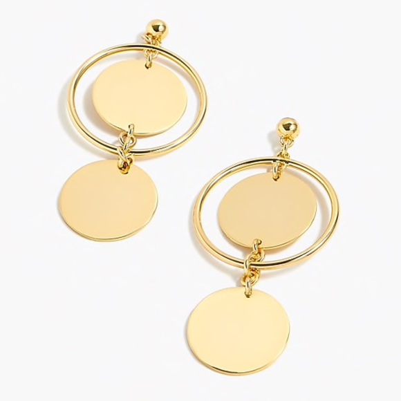 J. Crew Jewelry - NWT Double Circle Drop Gold Earrings